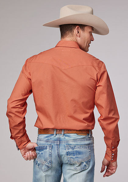 Roper Men Solid Poplin Tangerine - Broken horn