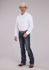 Roper Men White Aztec Tone on Tone - Broken horn
