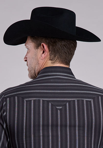 Roper Rancher's Crease Black/Grey Stripe - Broken horn