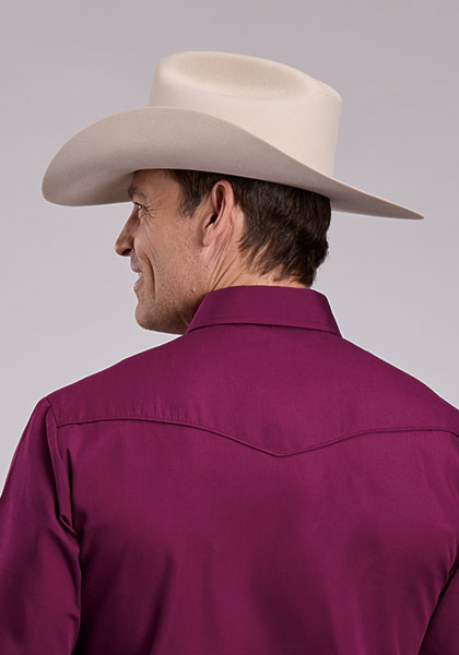 Roper Solid Broadcloth W/Piping - Broken horn