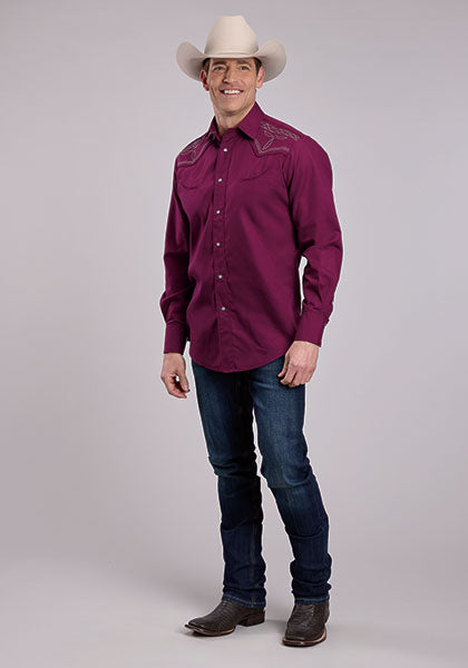Roper Solid Broadcloth W/Piping - Broken horn