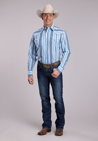 Roper Stripe Snap Shirt - Broken horn