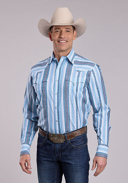Roper Stripe Snap Shirt - Broken horn