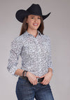 Roper Women's White and Black Paisley Print - Broken horn
