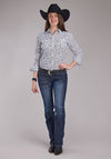 Roper Women's White and Black Paisley Print - Broken horn