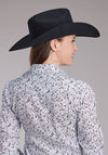 Roper Women's White and Black Paisley Print - Broken horn