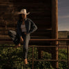 Stetson Embroidered Denim Crop Top - Broken horn