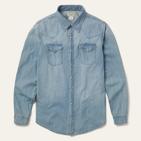 Stetson Long-Sleeved Denim Shirt - Broken horn