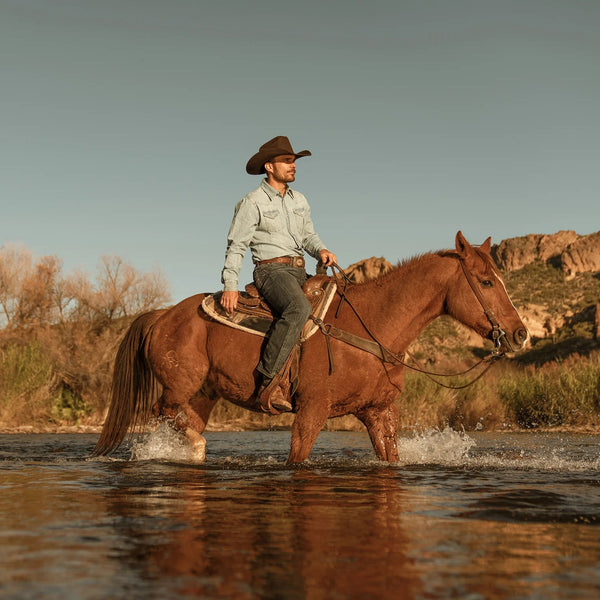 Stetson Long-Sleeved Denim Shirt - Broken horn