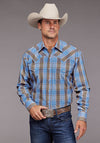 Stetson Men Chambray Dobby Plaid - Broken horn