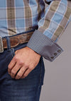 Stetson Men Chambray Dobby Plaid - Broken horn