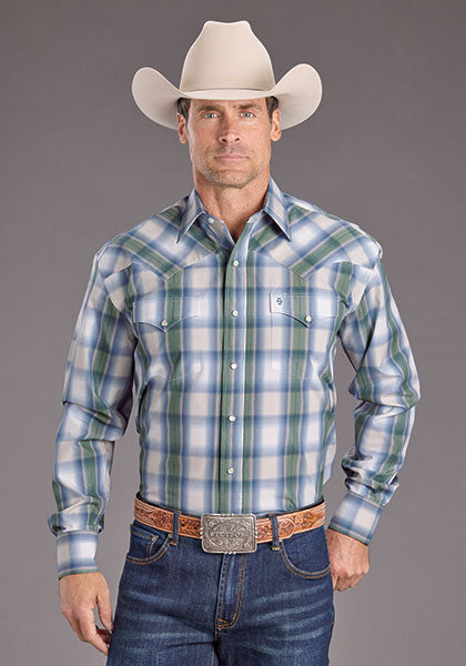 Stetson Men's Moss Dobby Plaid - Broken horn
