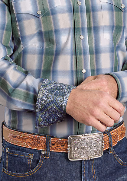Stetson Men's Moss Dobby Plaid - Broken horn