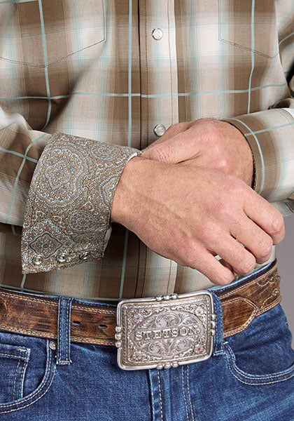 Stetson Men's Sandy Ombre Plaid - Broken horn