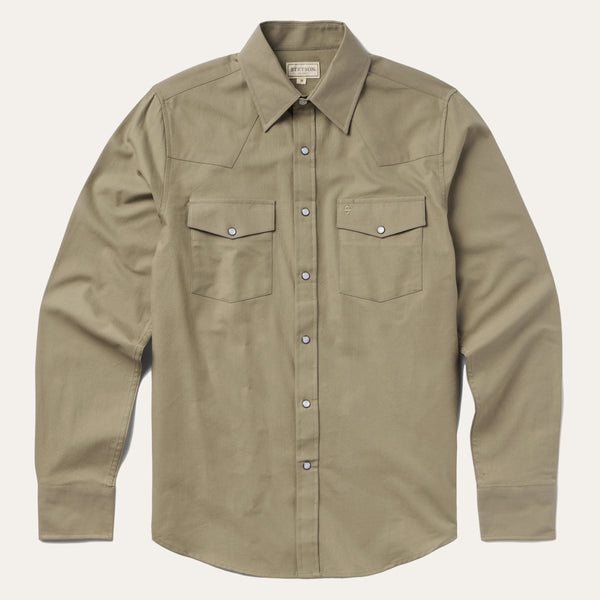 Stetson Olive Oxford Western Shirt - Broken horn
