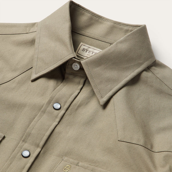 Stetson Olive Oxford Western Shirt - Broken horn