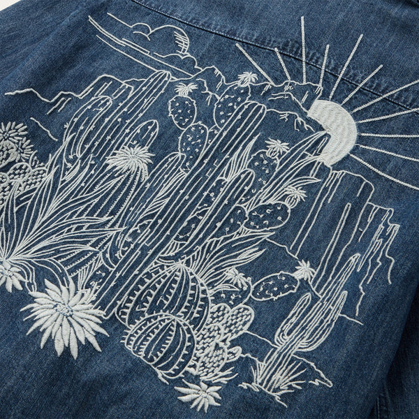 Stetson Embroidered Denim Crop Top - Broken horn