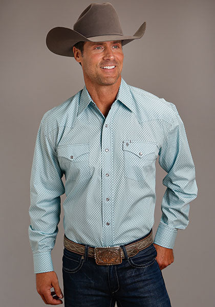Stetson Snap 2 pocket Print - Silver Diamond Neat - Broken horn