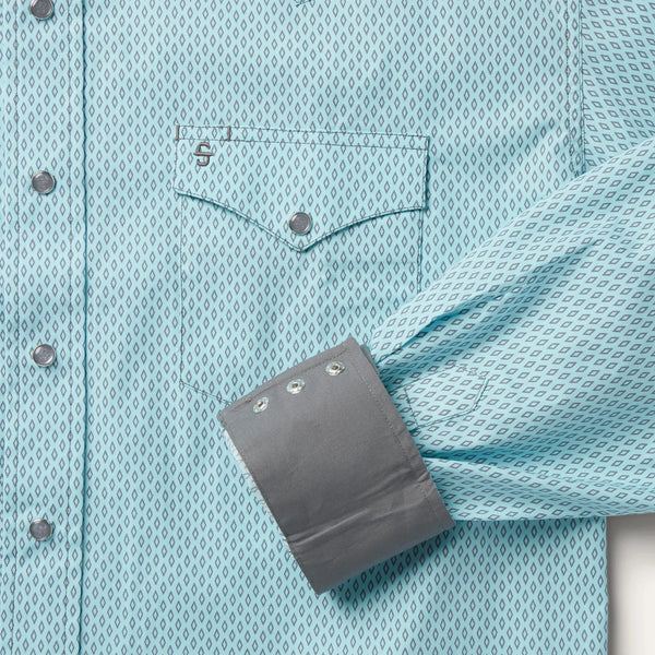 Stetson Snap 2 pocket Print - Silver Diamond Neat - Broken horn