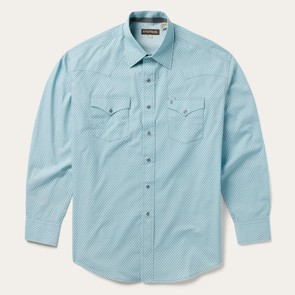 Stetson Snap 2 pocket Print - Silver Diamond Neat - Broken horn