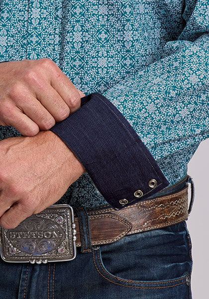 Stetson Teal Print - Broken horn
