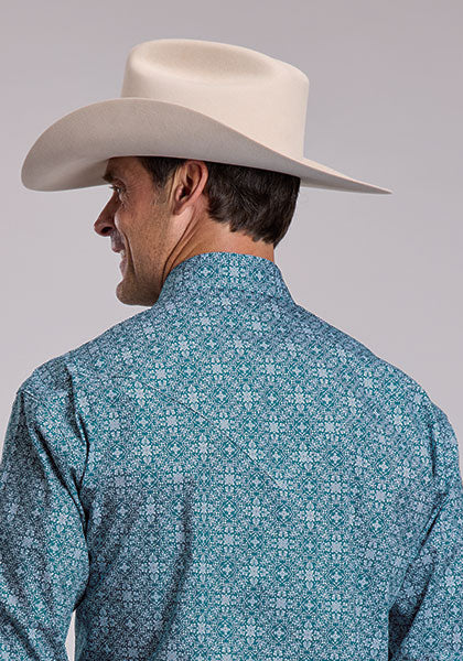 Stetson Teal Print - Broken horn