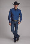 Roper Black Fill Poplin - Broken horn