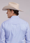 Roper Men Blue Stripe Shirt - Broken horn