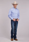 Roper Men Blue Stripe Shirt - Broken horn