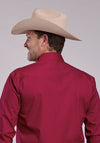 Roper Men Solid Stretch Poplin Red - Broken horn