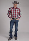Roper Men Wine and Smoke Plaid - Broken horn