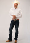Roper Mens White Diamond Stripe - Broken horn