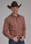 Roper Men Snap Woven Plaid - Broken horn