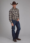 Roper Men Snap Woven Plaid - Broken horn