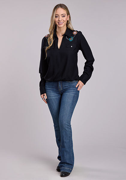 Roper Rayon Challis Wrap Front - Broken horn