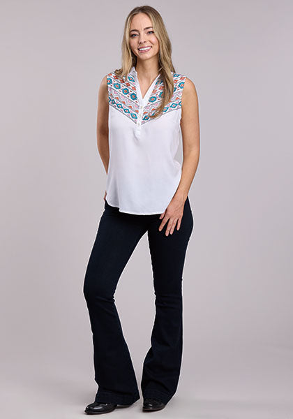 Roper Cream Rayon Challis Blouse - Broken horn