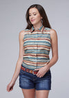 Roper Sleeveless Shirt Horizontal Print - Broken horn