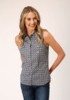 Roper Women's Allover Print Silver Foulard  - Grey - Broken horn
