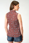 Roper Womens Sleeveless Shirt Performance All Over Prints - Broken horn