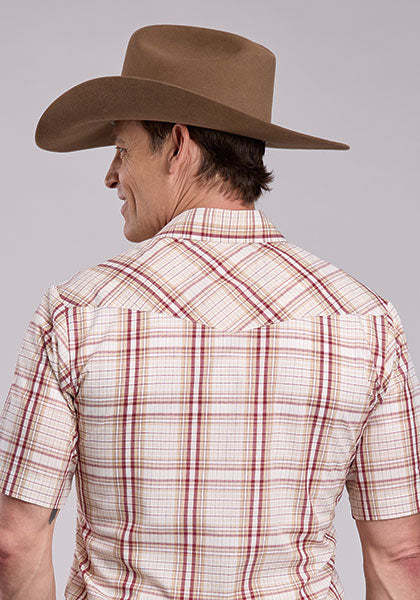 Roper Men's Snap Plaid Short Sleeve - Broken horn