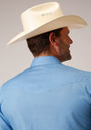 Roper Mens Snap Solid Broadcloth - Heritage Blue - Broken horn