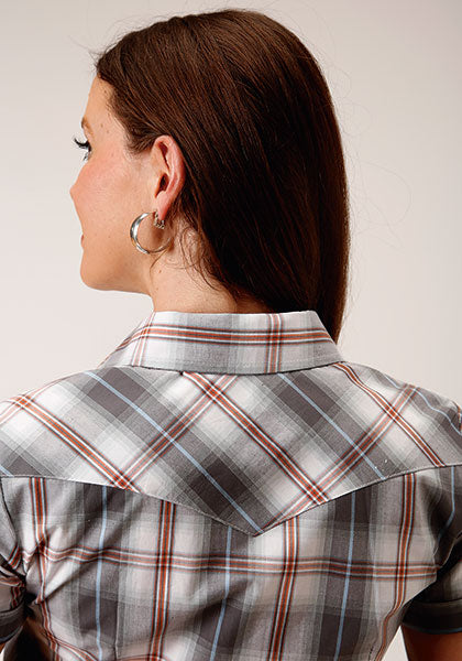 Roper Women's Smokey Plaid - Grey - Broken horn