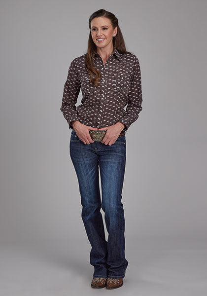 Roper Women Brown & Cream Floral - Broken horn