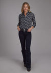 Roper Women Black/Cream Ikat Print - Broken horn