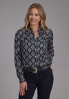 Roper Women Black/Cream Ikat Print - Broken horn