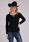 Roper Women Black On Black Mesh - Broken horn