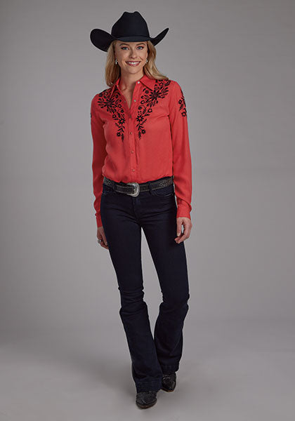Roper Women Rayon Challis Shirt - Broken horn