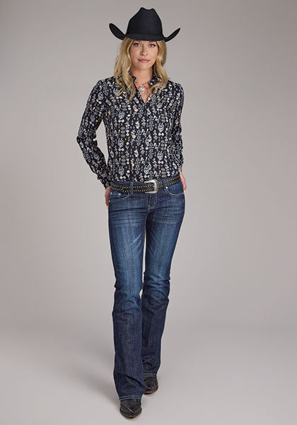 Roper Women's Black Vintage Floral Print - Broken horn