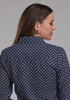 Roper Women's Navy & White Squares - Broken horn