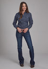 Roper Women's Navy & White Squares - Broken horn